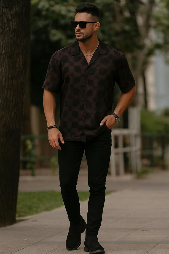 alt="پیراهن مردانه H&M آستین کوتاه یقعه انگلیسی نخی کد 025"